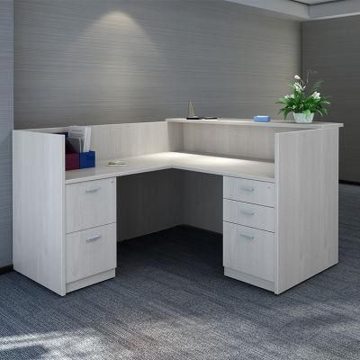 The Latest Wooden Style Office Furniture Small L-Shaped Reception Table