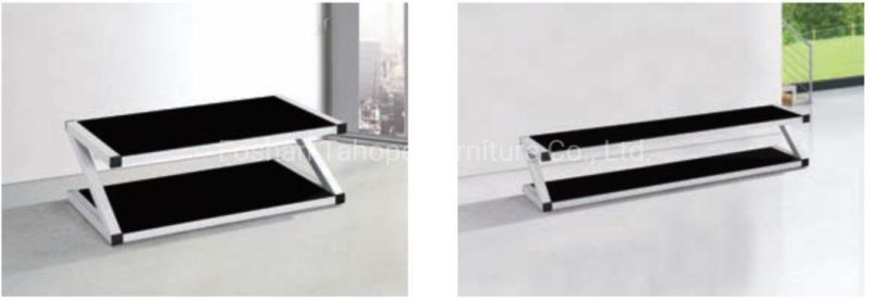 Best Quality Tempered Glass Faced with Stainless Steel Support Office Table for Sale
