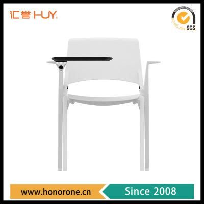 Armrest Stackable Training Conference Office Chair with Writing Table Pad