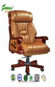Swivel Leather Executive Office Chair with Solid Wood Foot (FY9015)