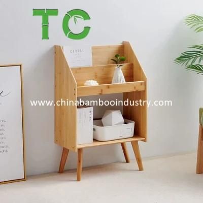 Bamboo Multifunctional Standing Bookshelf Floor Book Display Shelf, Multifunction Free Standing Organizer Storage Rack, Small Bookcase