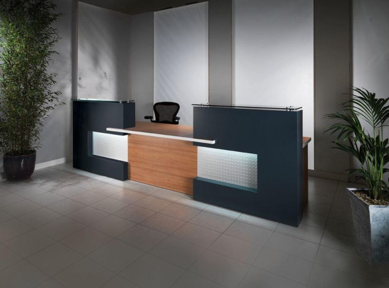 Black Color Latest Design Office School Melamine Wooden Reception Desk