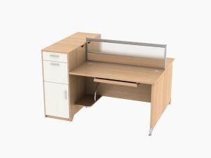 Simple Wood 2 Person Office Desk with Cabinet for Workstation
