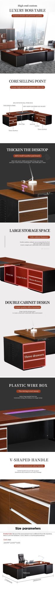 Executive Standing School Boss Luxury Furniture Office Table Desk