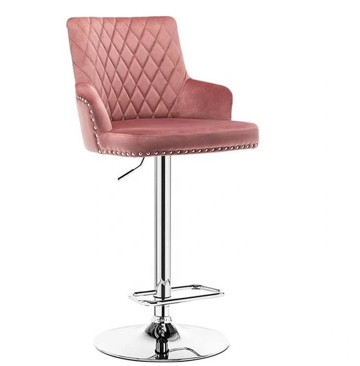 Silver Steel Base Leisure Lounge Bar Chair Swivel Bar Stool