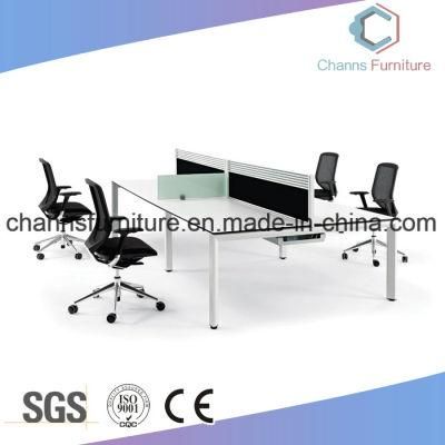 Customized Color Optional Cross Office Melamine Desk Workstation with White Metal Frame