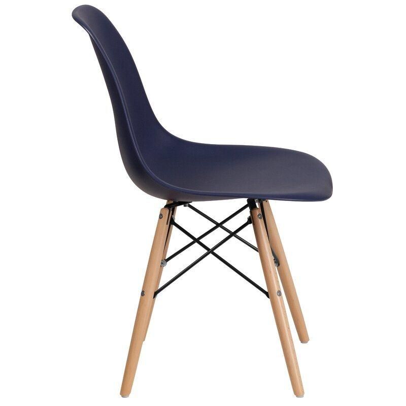 Molded Dining Chairs with Solid Natural Wood Legs White