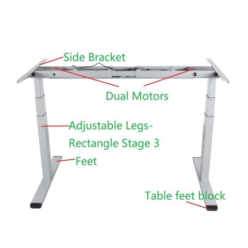 Sit Standing up Electric Desk Height Adjustable Desk with Controller in White