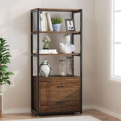 Study Room Multi-Level Storage Bookshelf with Two Drawers 0391