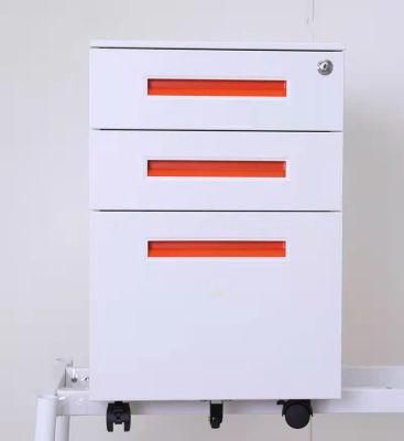3-Drawer Metal Filing Cabinet with Lock and Wheels