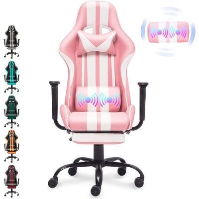 Comfortable Leather Kawaii Pink Gamer Chair Massage Silla Gamer Rosada with Footrest