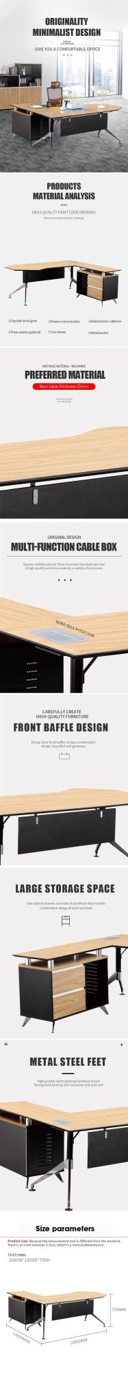 Modern Style Wooden Office Desk Furniture Design Manager Table