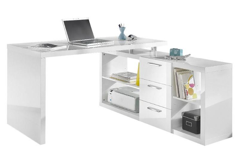 Long L-Shaped Wood Table Computer Desk Combination Shelf