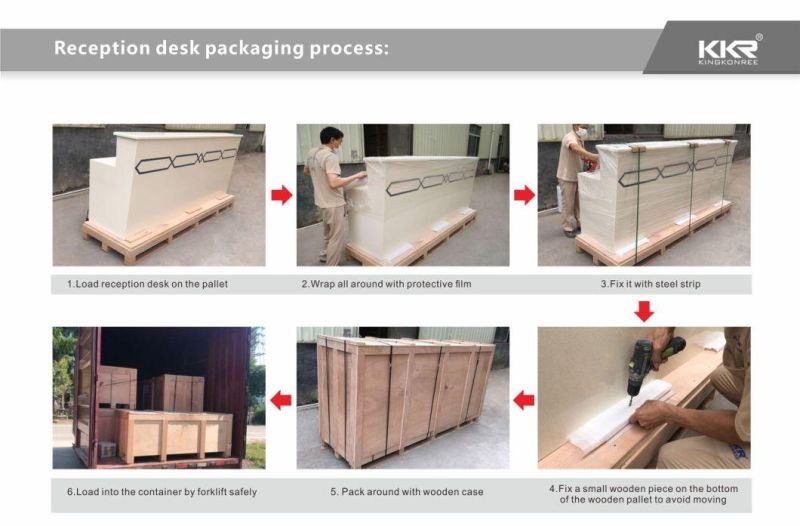 Kkr Customized Modern White Artificial Stone Reception Desk Countertop Integration Meeting Long Tables