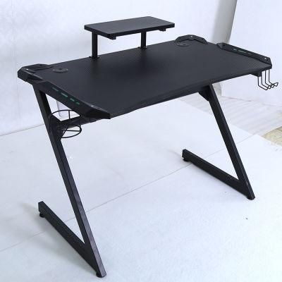 Judor Free Sample Z Shaped Gaming Office Tables PC Computer Table Best RGB Gaming Desks for LED Light Gaming Desk