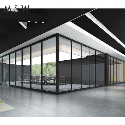 Morden Style Modular Wall Modular Glass Wall Metal Manufacture Indoor Glass Glazed Office Design Partition Glass