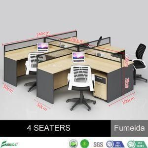 Aluminum Profile Wood Computer Desk Four People Office Workstation with Mobile Cabinet Drawer (APY-T04P)