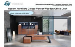 Modern MDF Veneer Solid Wooden Furniture Glossy Veneer Wooden Office Desk