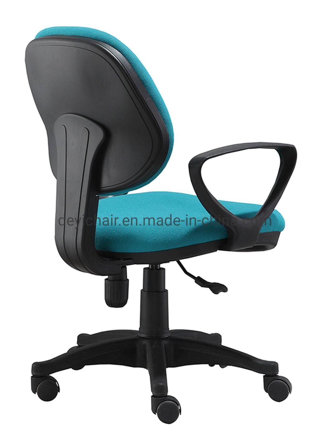 Small Round Back with PP Armrest Simple Tilting Mechanism B300mm Nylon Base Blue Color Office Chair