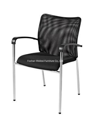 Four Legs Chrome Frame with PP Arms Mesh Back and Fabric Seat Color Optional High Density Foam Meeting Room Chair
