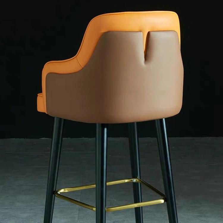 High Metal Foot Leisure Bar Chair Leather Lounge Chair