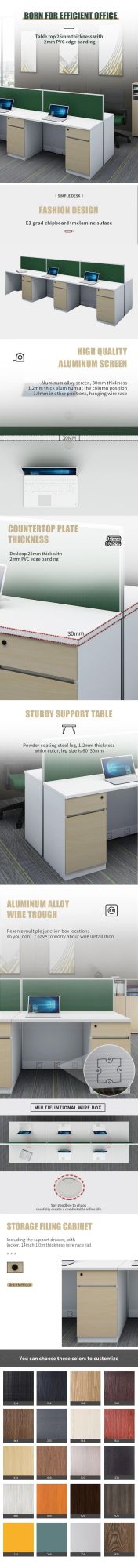Hot Sale Modular Melamine Office Furniture Glass Partition Workstation Cubicle