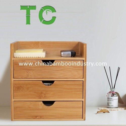 Wholesale 4-Tier Bamboo Desk Organizer- Mini Desk Storage with Drawers Tabletop Storage Organization Box Bamboo Desk Drawer