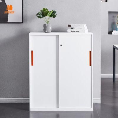 Half Height Small Office Cabinet Sliding Door Steel Cupboard