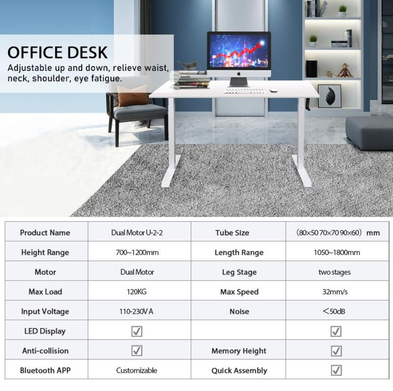 Glass Tabletop Electric Standing up Height Adjustable Desk