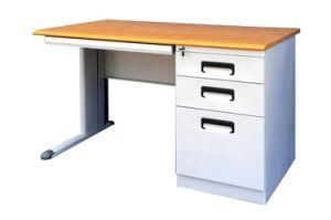 Wooden Top Computer Table Design Metal Drawer All Steel Office Desk with Cabinet