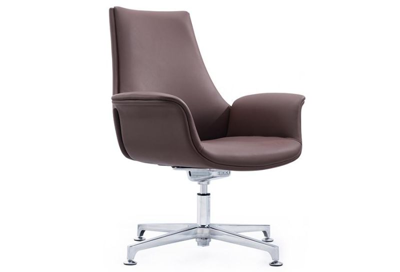 Modern Low Back Leather Reception Chair Commercial Guest Visitor Armchair