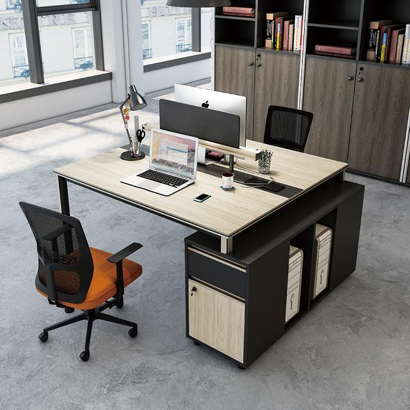 Commercial Computer Wood Screen Desk 4 Person Workstation Office Workbench