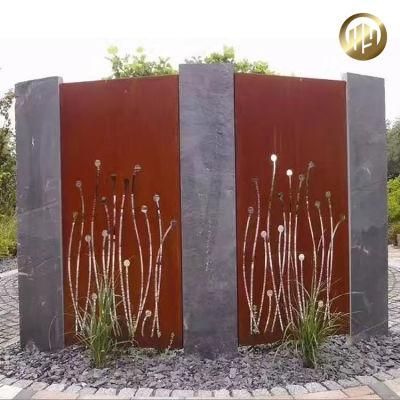 Corten Steel Modern Style Metal Divider Garden Decorative Screen Panel