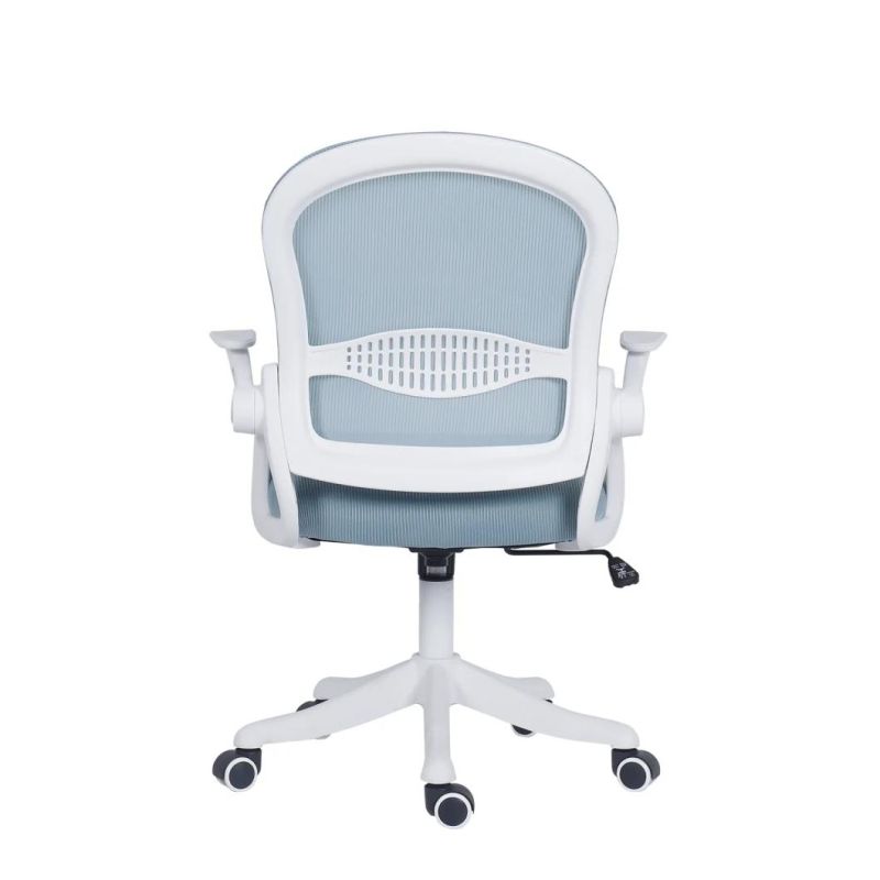 Flip up Arms White Sky Blue Mesh Office Chair (MS-705)