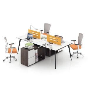 Modern Commercial Office Furniture Wood Staff Computer Two Side 4 Person Workstation Furniture