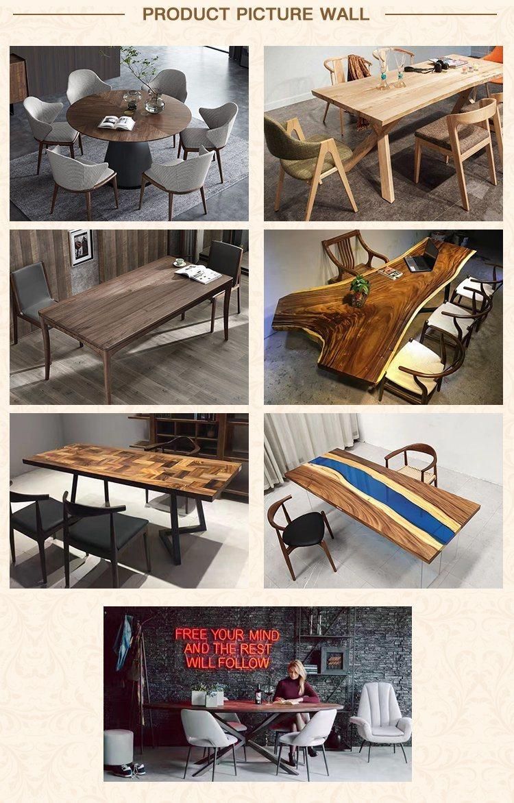 Leather Wooden Table Home Decoration Furniture Veneer Metal Fame Wood Office Desk Top