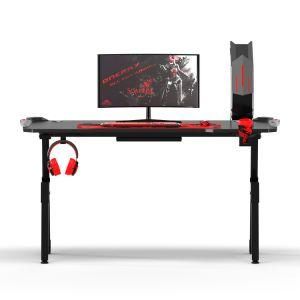 Visky Professional Design Adjustable Gaming Computer Desk Table with Multi Colored LED Lights and Cup Holder Foshan Made