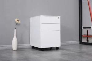 High Quality 3 Drawer Steel Office Use White Metal File Storage Mobile Pedestal Cabinet