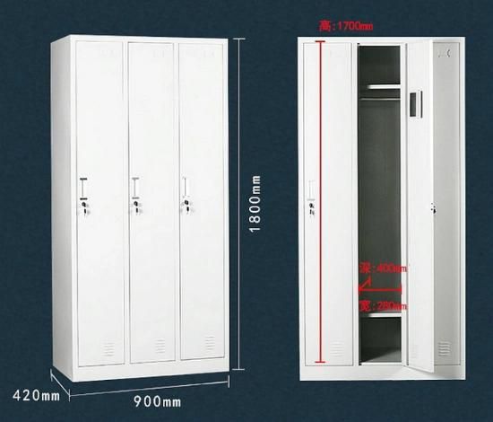 Fas-026 Powder Coat Finishing Kd 3 Door Steel Cabinet Metal Clothes Locker