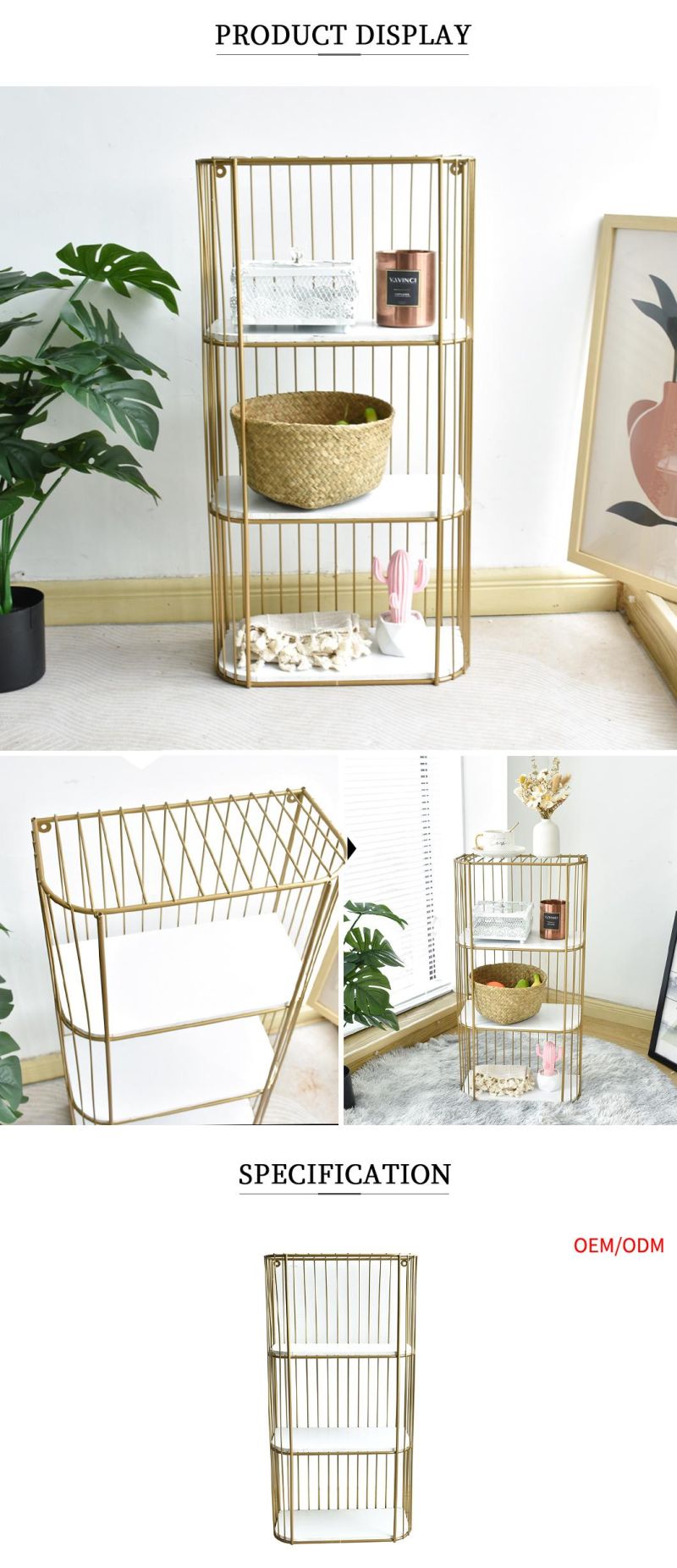 Golden Rack Unfolding Metal Multi-Functional Floor Bookcase