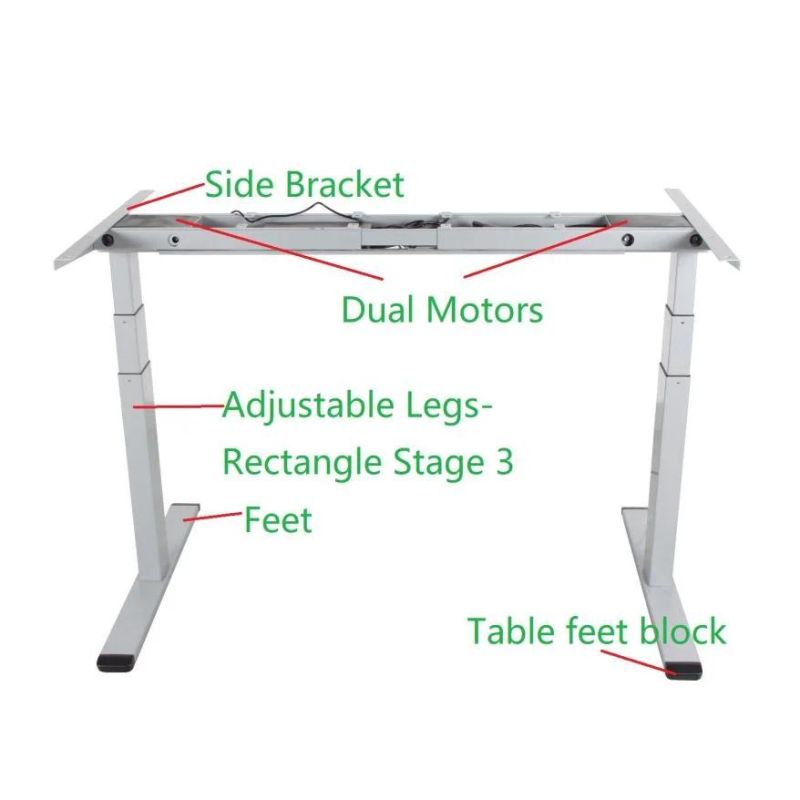 Dual Motors Adjustable Height Standing Desk Sit to Stand Office Computer Desk in Grey