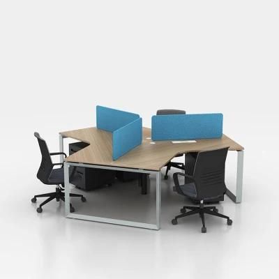 Modular 4 Seater Office Workstation Fabric Material Aluminum Office Partition