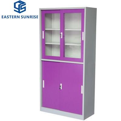 Factory Direct Metal Steel Book Shelf Cabinet with Sliding Door