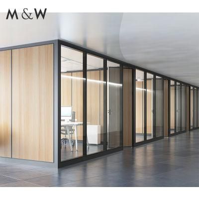 Soundproof Frameless Glass Partition Curved Office Glass Full Height Partition Wall with Transparent Glass