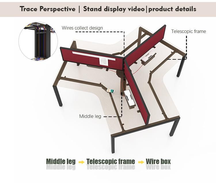 Modern 3 Person Commercial 120 Degree Office Desk Design Workstations