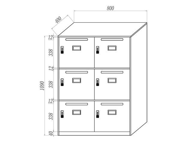 Mail Locker Metal 6 Door with Mail Slot