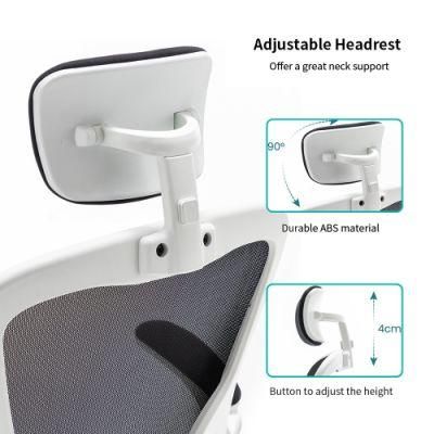 Elegant Warm White Office Chair High Back Executive Wooden Armrest Office Chair