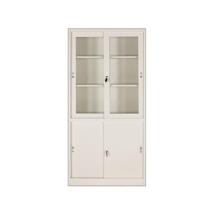 Steel Office Locker Storage Sliding Glass Door File Cabinet