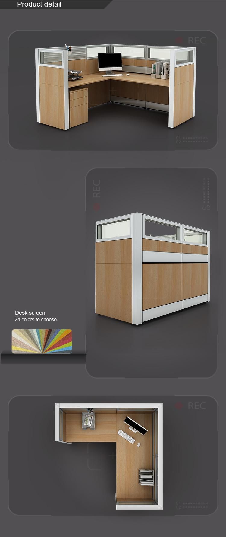 Foshan High End Modern Style L Shape Sound Proof Wooden Office Cubicle Design for Sale