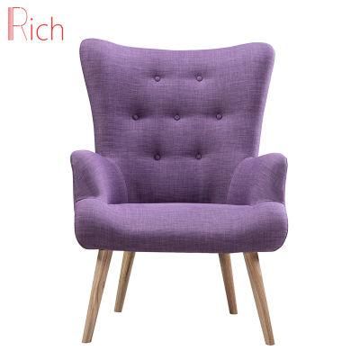 Nordic Sofa Chair Purple Color Fabric Arm Chair for Hotel Furniture